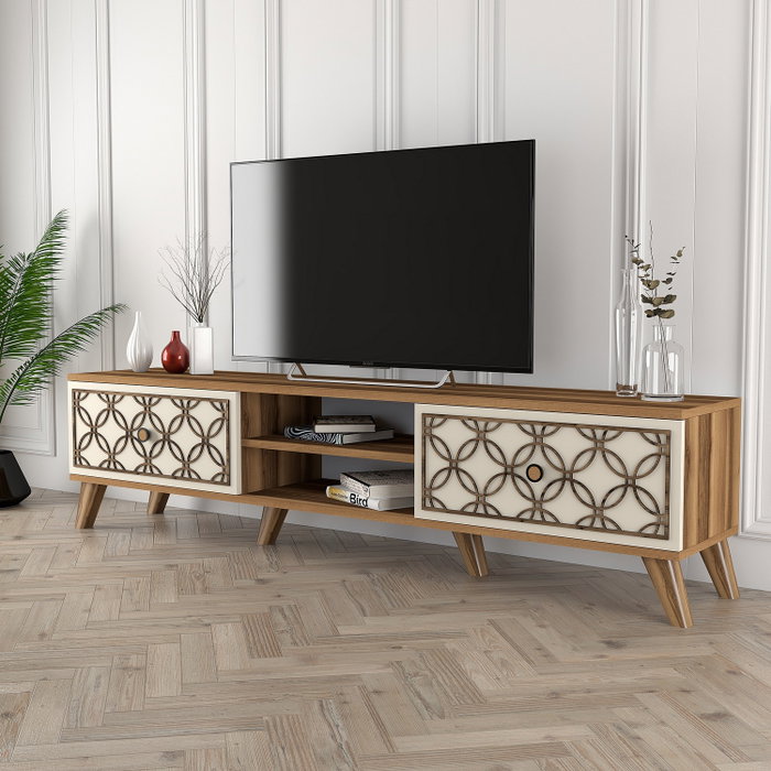 Hanah Home Soporte para TV Nogal y Crema